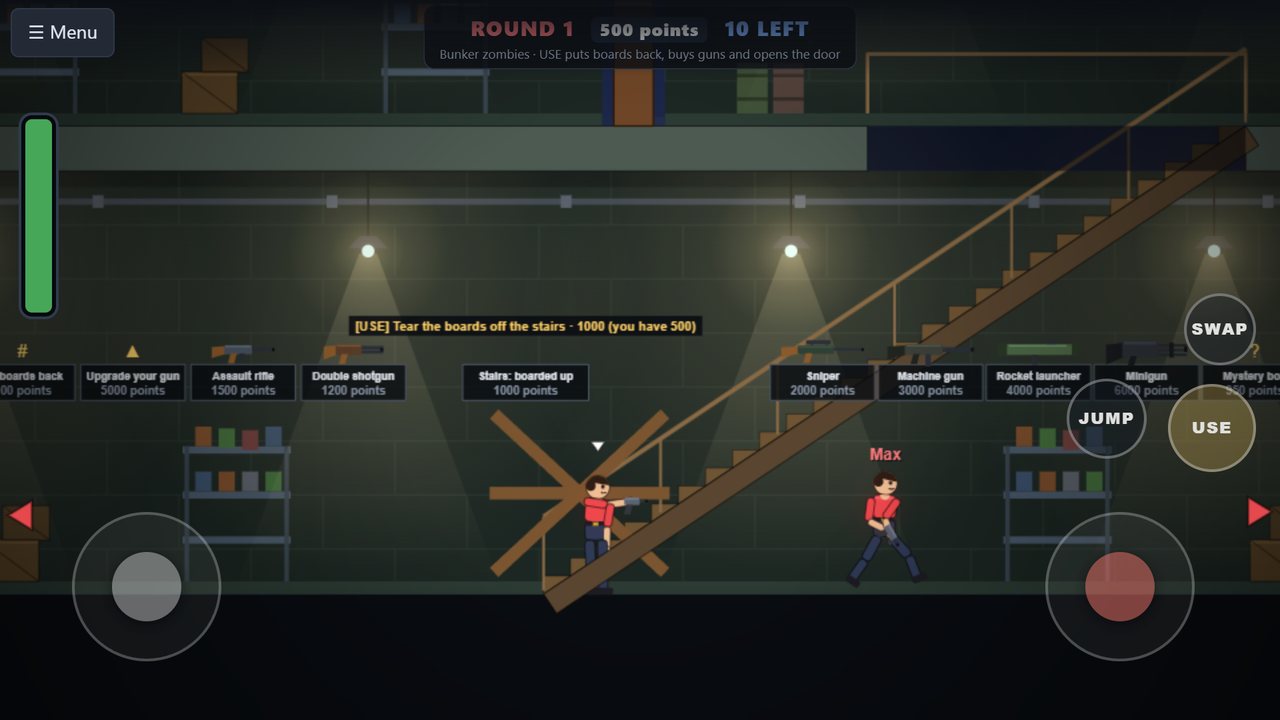 Zombies mode in the warehouse map with a bot team-mate and the on-screen touch controls